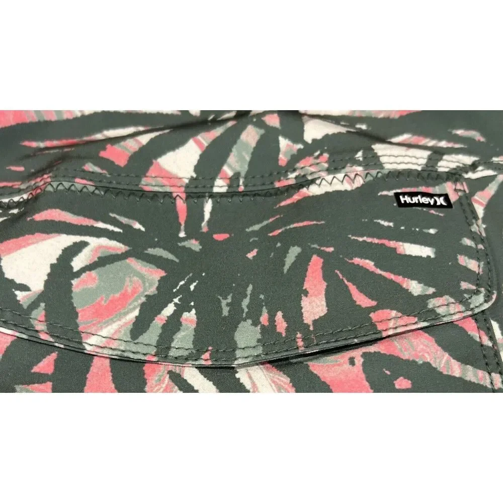 New $50 Hurley Board Shorts Men 36 Tropical Escape Paradise‎ Swim Duck Green